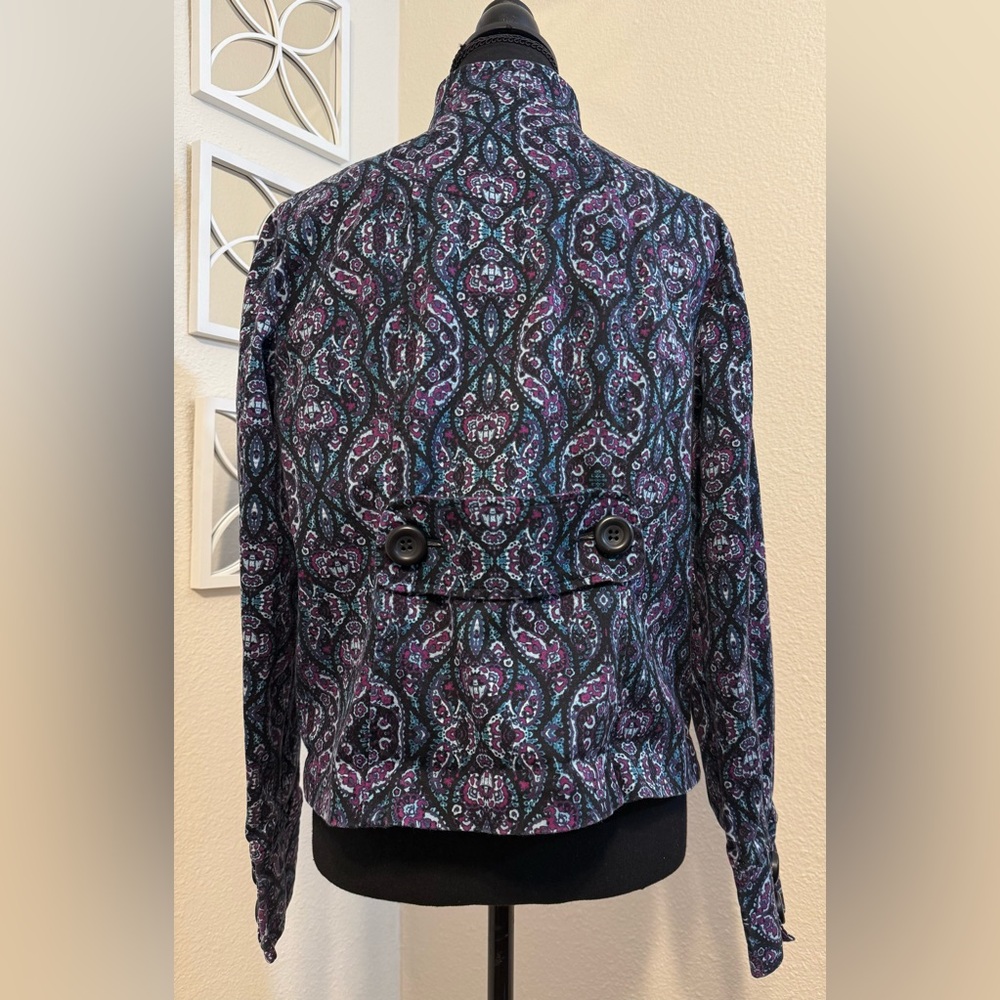 Charter Club Women’s Jacket Coat Multicolor Paisley Button-Up Size M - Picture 3 of 5